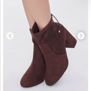 Wide Faux Suede Block Heel Booties